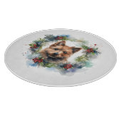 Australische Terriër Kerstkrans Feestelijke Pup Snijplank (Hoek)