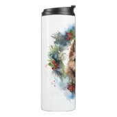 Australische Terriër Kerstkrans Feestelijke Pup Thermosbeker (Gedraaid links)