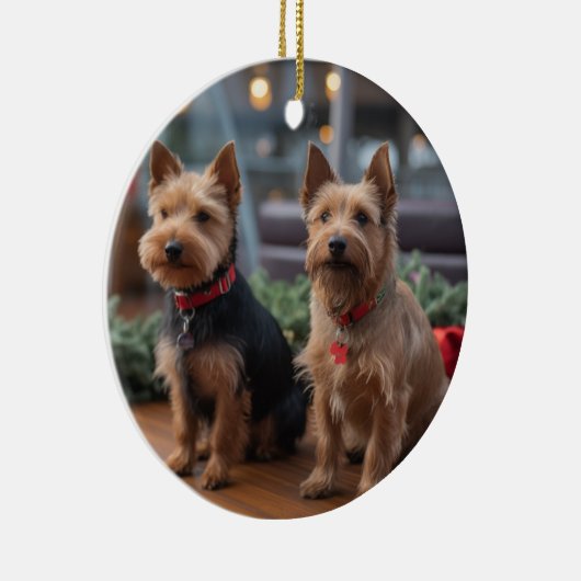 Australische Terrier Kerstmis Cruise: Pawsome Keramisch Ornament (Rechts)