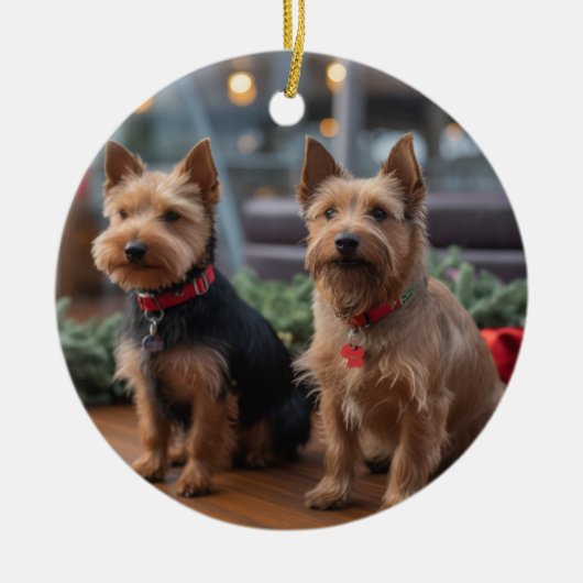 Australische Terrier Kerstmis Cruise: Pawsome Keramisch Ornament (Voorkant)