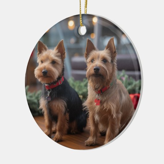 Australische Terrier Kerstmis Cruise: Pawsome Keramisch Ornament (Links)