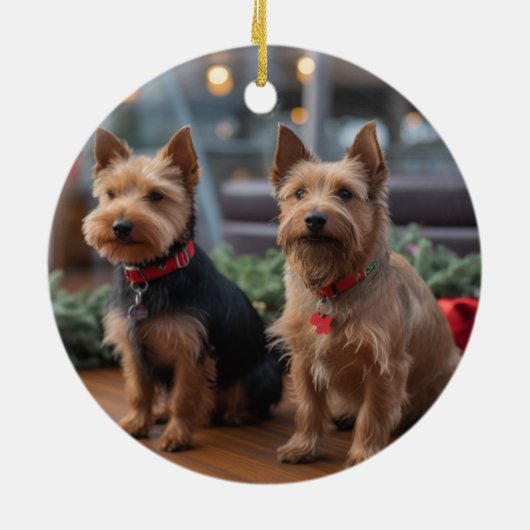 Australische Terrier Kerstmis Cruise: Pawsome Keramisch Ornament (Achterkant)