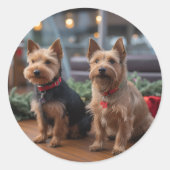 Australische Terrier Kerstmis Cruise: Pawsome Ronde Sticker (Voorkant)