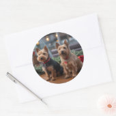 Australische Terrier Kerstmis Cruise: Pawsome Ronde Sticker (Envelop)