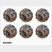 Australische Terrier Kerstmis Cruise: Pawsome Ronde Sticker (Vel)