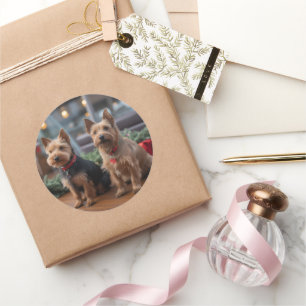 Australische Terrier Kerstmis Cruise: Pawsome Ronde Sticker