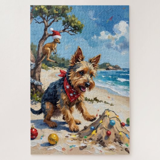 Australische Terriër Kerstmis Down Under Vakantie Legpuzzel (Verticaal)