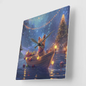 Australische Terrier Kerstmis Feestelijke Reis Vierkante Klok (Hoek)