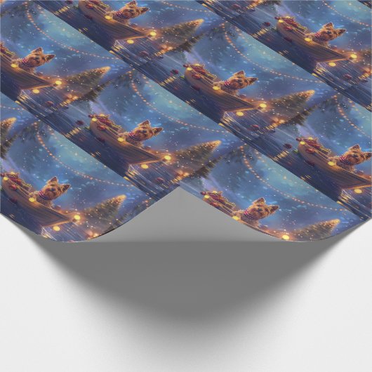 Australische Terriër Kerstvakantie Cadeaupapier (Hoek)