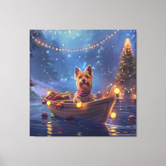 Australische Terriër Kerstvakantie Canvas Afdruk (Voorkant)
