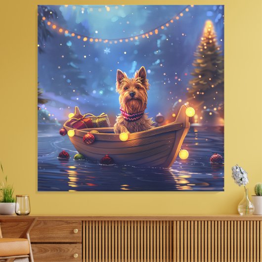 Australische Terriër Kerstvakantie Canvas Afdruk (Insitu (Woonkamer))
