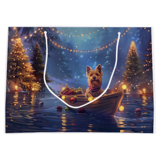 Australische Terriër Kerstvakantie Groot Cadeauzakje (Voorkant)