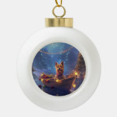 Australische Terriër Kerstvakantie Keramische Bal Ornament (Voorkant)