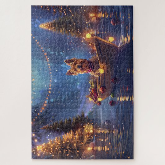 Australische Terriër Kerstvakantie Legpuzzel (Verticaal)