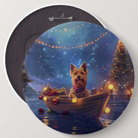 Australische Terriër Kerstvakantie Ronde Button 6,0 Cm (Voorkant /achterkant)
