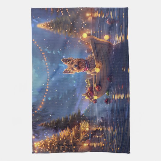 Australische Terriër Kerstvakantie Theedoek (Verticaal)