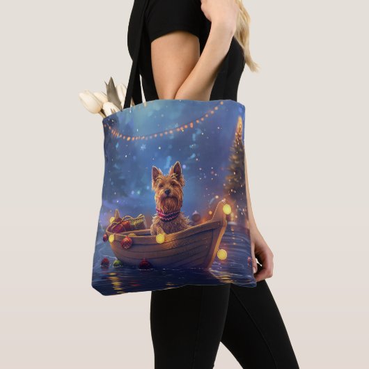 Australische Terriër Kerstvakantie Tote Bag (Dichtbij)