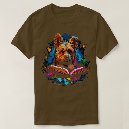 Australische Terrier leest boek T-shirt (Design voorkant)