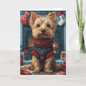 Australische Terriër met kerstgeschenken open haar Kaart (Voorkant)