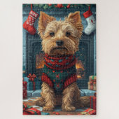 Australische Terriër met kerstgeschenken open haar Legpuzzel (Verticaal)
