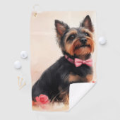 Australische Terriër met Rozen - Valentijnsdag Golfhanddoek (Insitu)