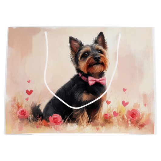 Australische Terriër met Rozen - Valentijnsdag Groot Cadeauzakje (Voorkant)
