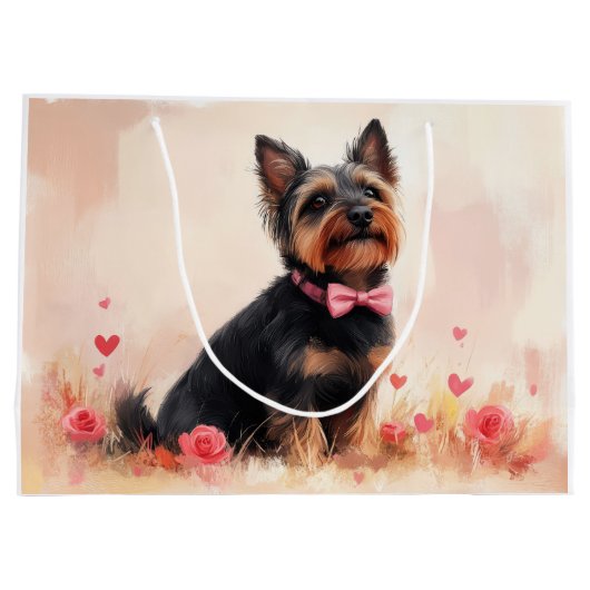 Australische Terriër met Rozen - Valentijnsdag Groot Cadeauzakje (Achterkant)