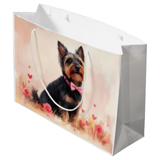 Australische Terriër met Rozen - Valentijnsdag Groot Cadeauzakje (Achterkant Gekanteld)