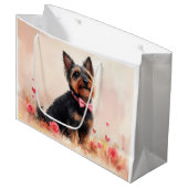 Australische Terriër met Rozen - Valentijnsdag Groot Cadeauzakje (Voorkant Gekanteld)