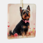 Australische Terriër met Rozen - Valentijnsdag Keramisch Ornament (Rechts)