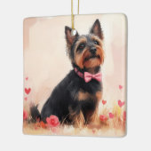 Australische Terriër met Rozen - Valentijnsdag Keramisch Ornament (Links)