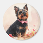 Australische Terriër met Rozen - Valentijnsdag Magneet (Voorkant)