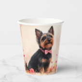 Australische Terriër met Rozen - Valentijnsdag Papieren Bekers (Voorkant)