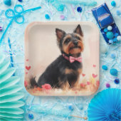 Australische Terriër met Rozen - Valentijnsdag Papieren Bordje (Feest)