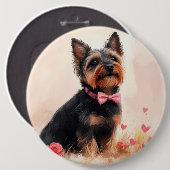 Australische Terriër met Rozen - Valentijnsdag Ronde Button 6,0 Cm (Voorkant /achterkant)