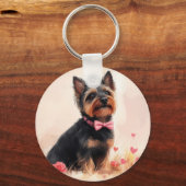 Australische Terriër met Rozen - Valentijnsdag Sleutelhanger (Voorkant)