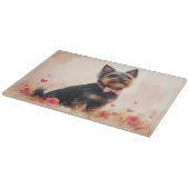 Australische Terriër met Rozen - Valentijnsdag Snijplank (Hoek)