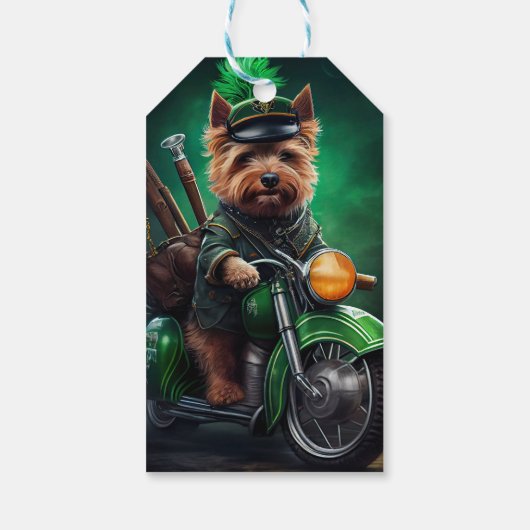 Australische Terrier motor St. Patrick's Day Cadeaulabel (Achterkant)