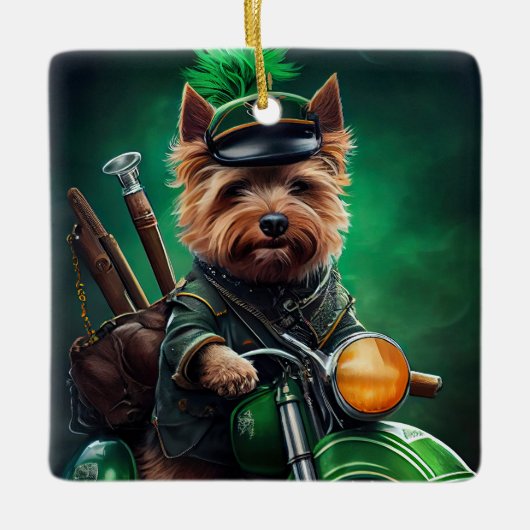 Australische Terrier motor St. Patrick's Day Keramisch Ornament (Voorkant)