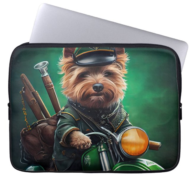 Australische Terrier motor St. Patrick's Day Laptop Sleeve (Voorkant)