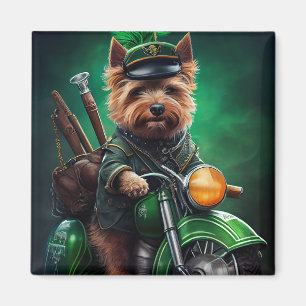 Australische Terrier motor St. Patrick's Day Magneet