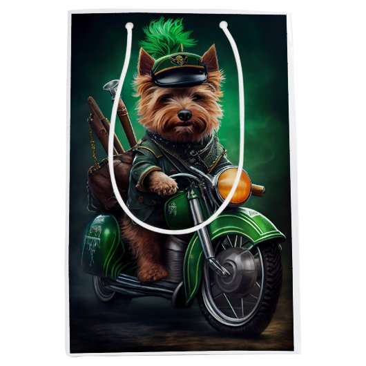 Australische Terrier motor St. Patrick's Day Medium Cadeauzakje (Voorkant)