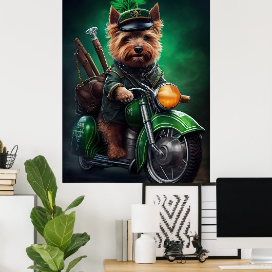 Australische Terrier motor St. Patrick's Day Poster (Thuiskantoor)