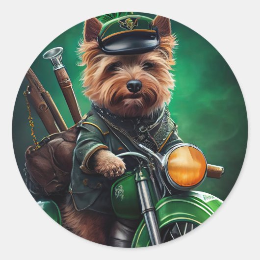 Australische Terrier motor St. Patrick's Day Ronde Sticker (Voorkant)