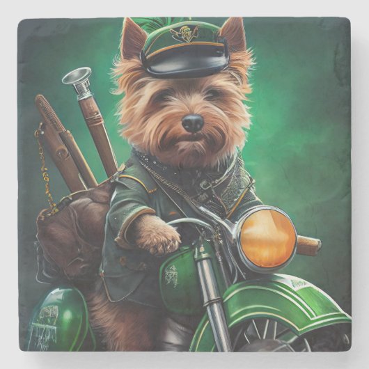 Australische Terrier motor St. Patrick's Day Stenen Onderzetter (Voorkant)