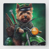Australische Terrier motor St. Patrick's Day Vierkante Klok (Voorkant)