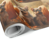 Australische Terrier Puppy Herfst Delight Pompoen Cadeaupapier (Rol Hoek)