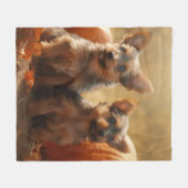 Australische Terrier Puppy Herfst Delight Pompoen Fleece Deken (Voorkant (Horizontaal))