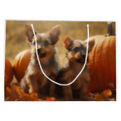 Australische Terrier Puppy Herfst Delight Pompoen Groot Cadeauzakje (Achterkant)
