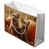 Australische Terrier Puppy Herfst Delight Pompoen Groot Cadeauzakje (Achterkant Gekanteld)